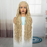 36" Boho Box Braids Wig with Curly Accents | HD Full Lace | Baby Hair