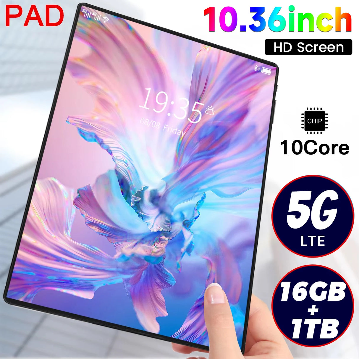 Tablette 5G 2025 de 10,36 pouces, Android 13.0, 16 Go de RAM, 1 To de ROM, batterie 12 000 mAh, 16 MP, 32 MP, 10 cœurs, double SIM, réseau, Bluetooth