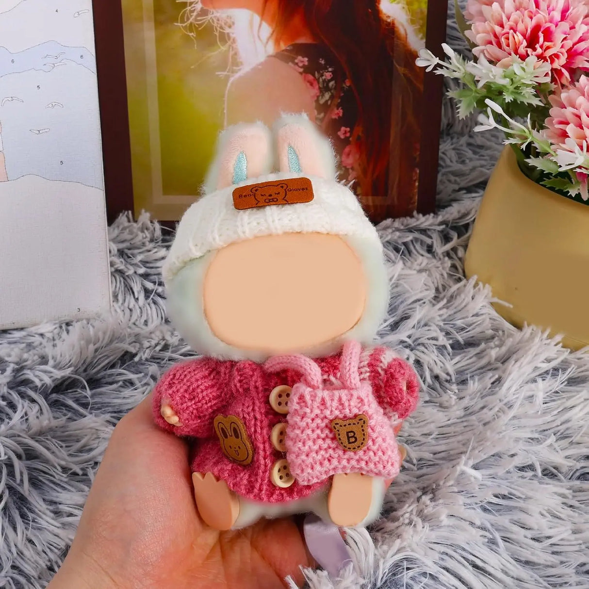 Vêtements pour poupée Labubu, accessoires DIY La bubu peluche, monstres Labubu assis costume cadeaux pour collectionneurs (pas de poupées) Lab