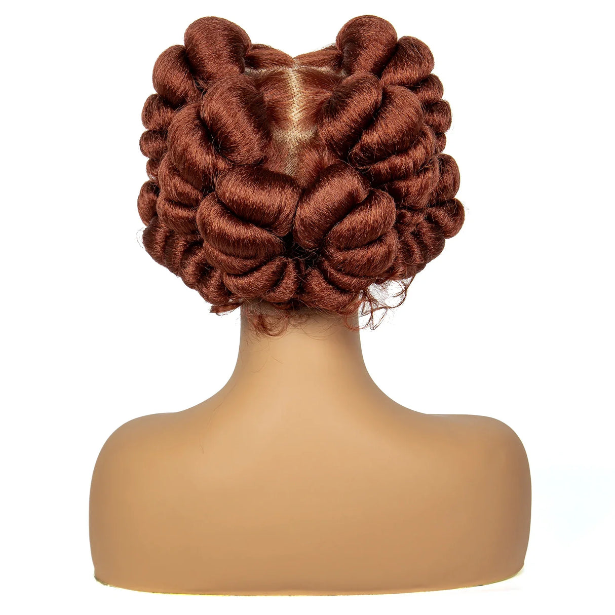1B/30 Ombre Full Lace Handmade Bantu Braided Wig | Short Synthetic Knotless Braids with Transparent Lace