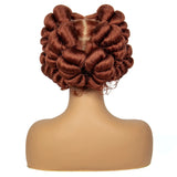 1B/30 Ombre Full Lace Handmade Bantu Braided Wig | Short Synthetic Knotless Braids with Transparent Lace
