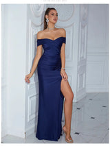Adyce New Evening Maxi Long Dress For Women Elegant Off Shoulder Strapless Sexy High Split Club Party Celebrity Evening Vestidos - Lootquake