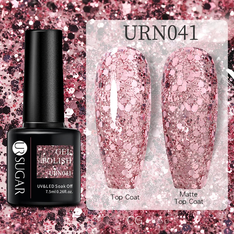 URSUGAR 7.5ml Solid Color Gel Polsih Classic Matte Glossy DIY Nail Art Trendy Reflective Glitter Nail Gel UV LED Soak Off