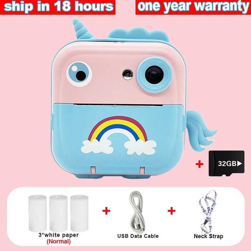 Cámara de impresión instantánea para niños, cámara fotográfica digital para niños y niñas con impresión térmica, juguetes educativos para niños, regalos, mini impresora térmica