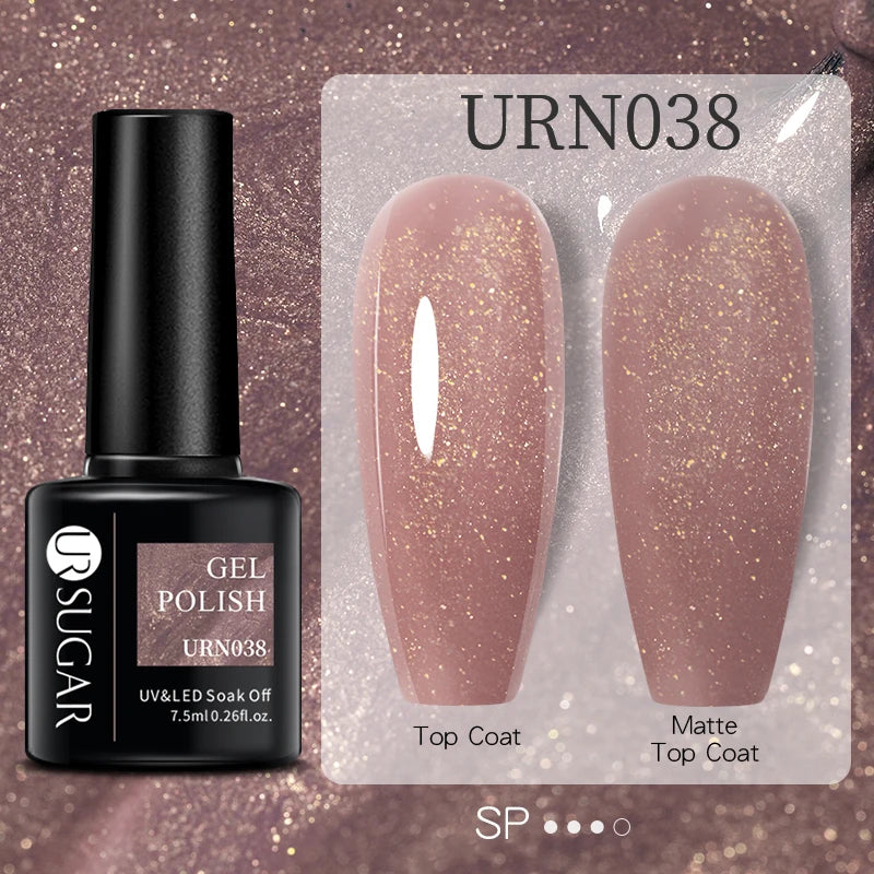 URSUGAR 7.5ml Solid Color Gel Polsih Classic Matte Glossy DIY Nail Art Trendy Reflective Glitter Nail Gel UV LED Soak Off