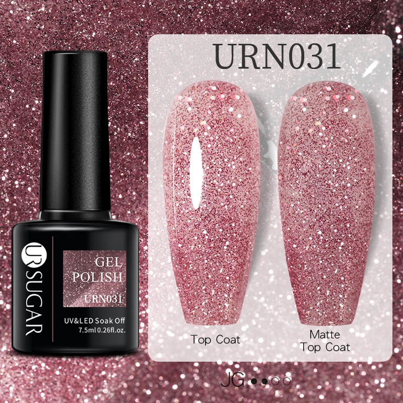 URSUGAR 7.5ml Solid Color Gel Polsih Classic Matte Glossy DIY Nail Art Trendy Reflective Glitter Nail Gel UV LED Soak Off