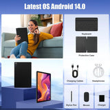 Tableta A7L de 10,1 pulgadas con Android 14, 14 GB de RAM, 64 GB de ROM, procesador de ocho núcleos, HD IPS, WiFi, funda protectora, lápiz, teclado, ratón, auriculares, PC