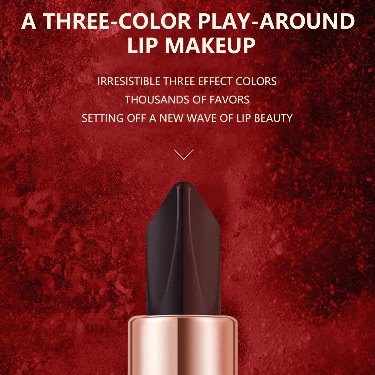 Ocheal Satin-Like Color-Holding Tri-Color Lipstick  Waterproof Long Lasting Liquid Lipstick Tint Moisturizing Tear Off Lip Stain