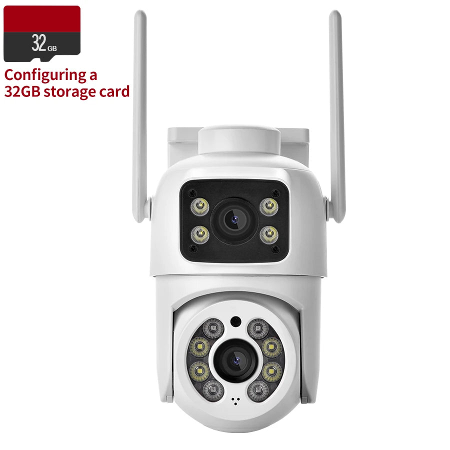 Caméra de surveillance extérieure étanche 4MP, double objectif, double écran, suivi automatique, vidéo IP, Wifi, PTZ, CCTV, audio bidirectionnel, ICSEE