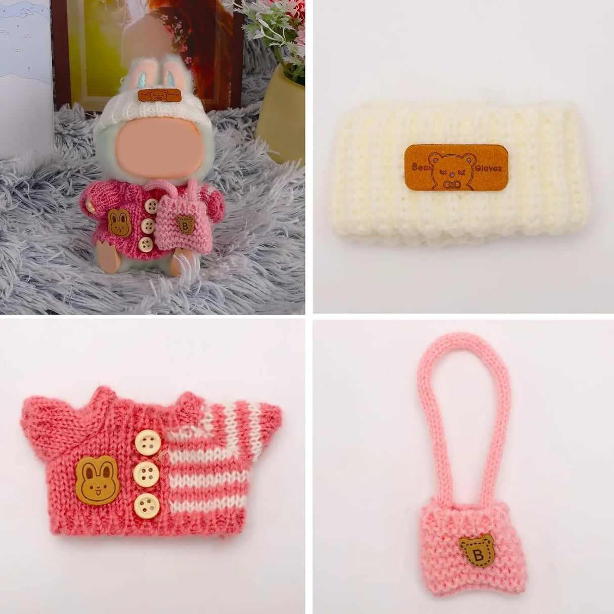 Vêtements pour poupée Labubu, accessoires DIY La bubu peluche, monstres Labubu assis costume cadeaux pour collectionneurs (pas de poupées) Lab