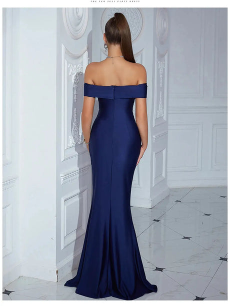 Adyce New Evening Maxi Long Dress For Women Elegant Off Shoulder Strapless Sexy High Split Club Party Celebrity Evening Vestidos - Lootquake