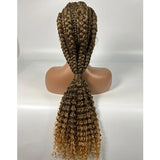 28" Blonde Knotless Cornrow Braids Wig with Curly Ends | Lace Frontal | Baby Hair