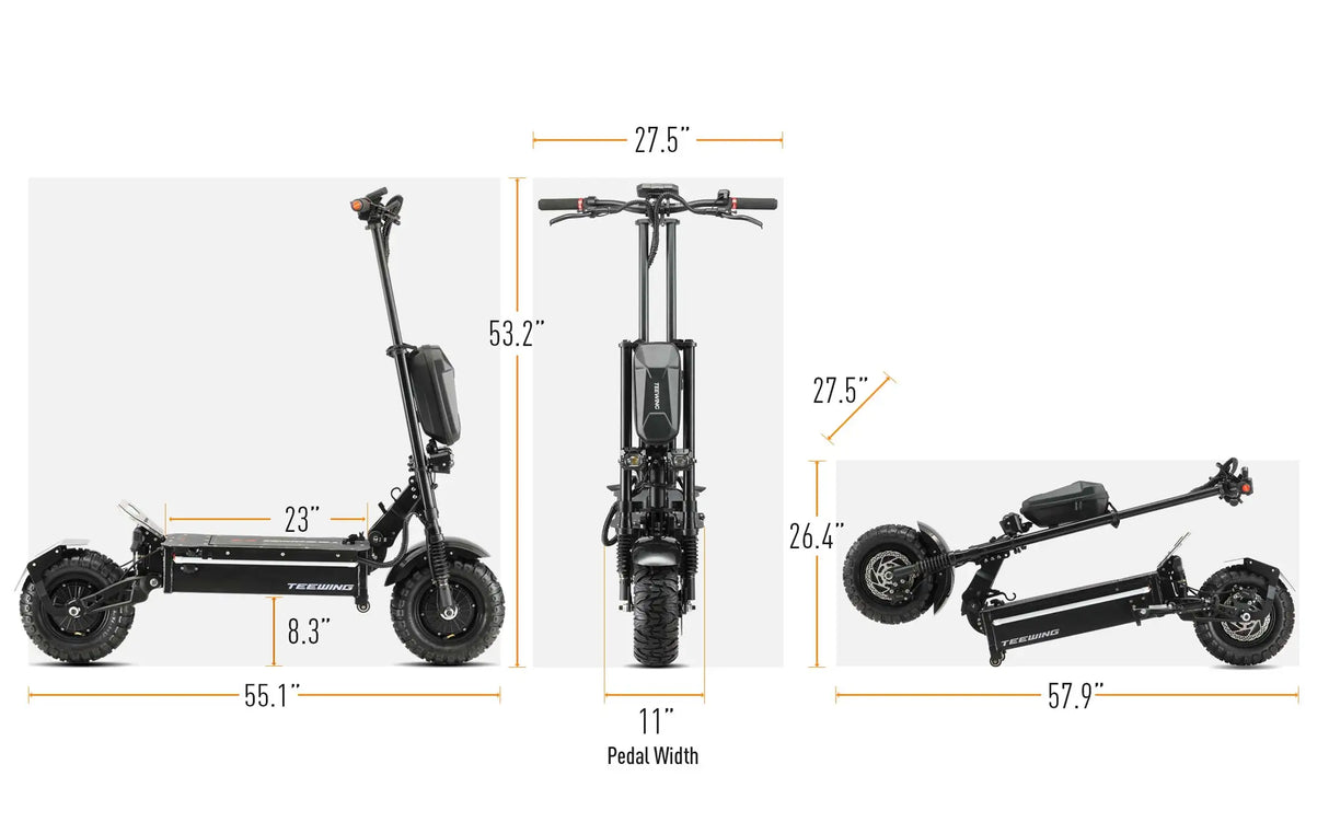 Trottinette électrique adulte TEEWING Z4 Pro, moteur 8000W, 60V40AH pliable, pneus 13 Fat Tireh, trottinette électrique de montagne
