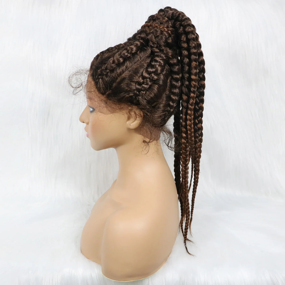 24" Box Braids 360 Lace Front Wig | Ponytail Style | Baby Hair | Synthetic African Braiding Hair
