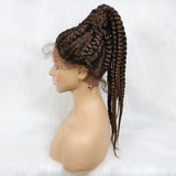 24" Box Braids 360 Lace Front Wig | Ponytail Style | Baby Hair | Synthetic African Braiding Hair