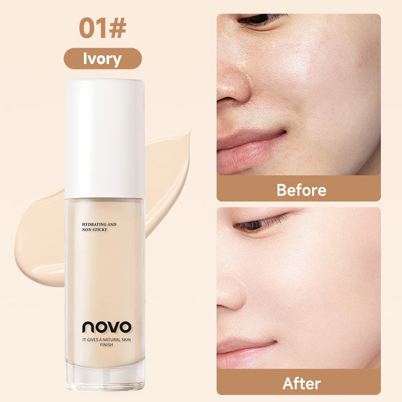 Base líquida con hialuronato, corrector de larga duración, crema BB, nutritiva con vitamina E, resistente al agua, modulable, mejora la uniformidad de la piel.