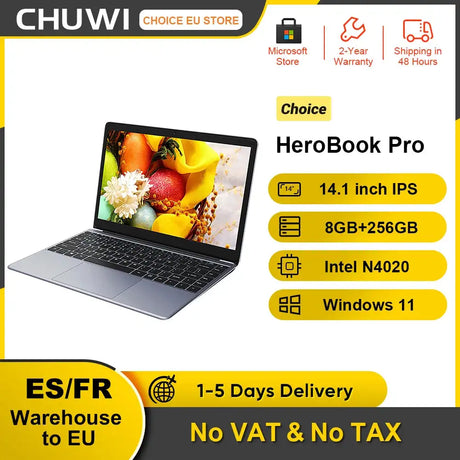 CHUWI HeroBook Pro Laptop 14.1 Inch FHD Screen Intel Celeron N4020 Dual Core UHD Graphics 600 GPU 8GB DDR4 256GB SSD Windows 11 - Lootquake