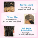 36" Extra Long Box Braided Full Lace Wig | Synthetic Braiding Wig | For Black Women | Lace Frontal Braids