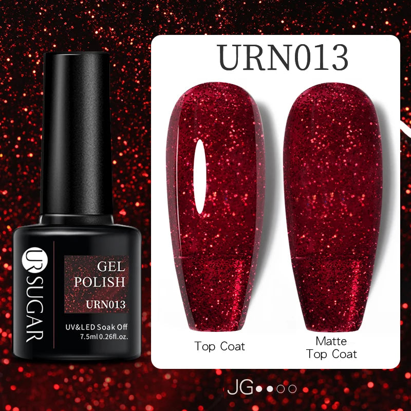 URSUGAR 7.5ml Solid Color Gel Polsih Classic Matte Glossy DIY Nail Art Trendy Reflective Glitter Nail Gel UV LED Soak Off