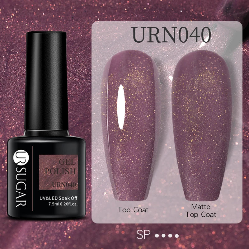 URSUGAR 7.5ml Solid Color Gel Polsih Classic Matte Glossy DIY Nail Art Trendy Reflective Glitter Nail Gel UV LED Soak Off