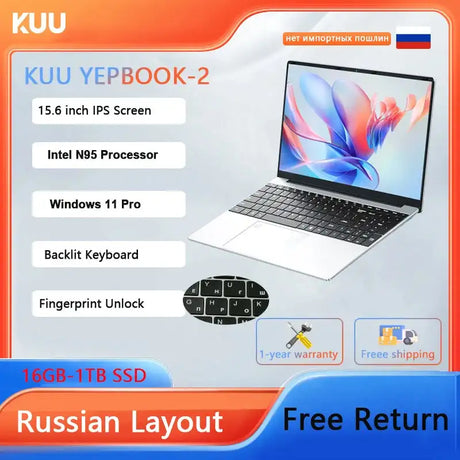15.6 inch Business Laptop Intel N95 16GB RAM 1024GB SSD Cheap Portable Laptop With Fingerprint Bluetooth Camera for PS Office - Lootquake