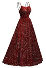 Prom Dresses Long A Line Burgundy Sequin Spaghetti Straps Prom Cocktail Dresses Evening FormalR176 - Lootquake