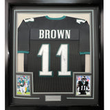 Framed Autographed/Signed AJ A.J. Brown 35x39 Philadelphia Black Football Jersey PSA/DNA COA