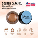 Crema Golden Caramel Any Wear: Un producto multiusos, resistente al agua, que se transforma en crema y polvo para ojos, mejillas y labios. Se puede usar en cualquier lugar.