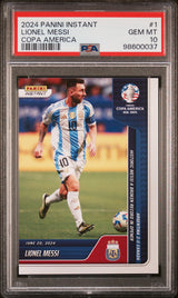Tarjeta de fútbol Panini Instant Lionel Messi n.° 1 de la Copa América (PSA 10 Gem Mint) clasificada en 2024