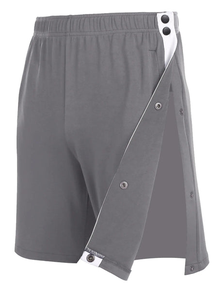 Wataxii Unisex Tear Away Shorts Mens Post Surgery Adaptive Clothing Leg Side Open Shorts Soft After Surgery Hospital Gowns Grey - Lootquake