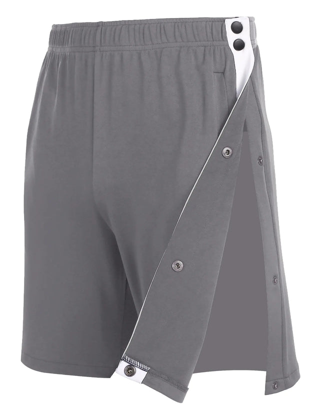 Wataxii Unisex Tear Away Shorts Mens Post Surgery Adaptive Clothing Leg Side Open Shorts Soft After Surgery Hospital Gowns Grey - Lootquake
