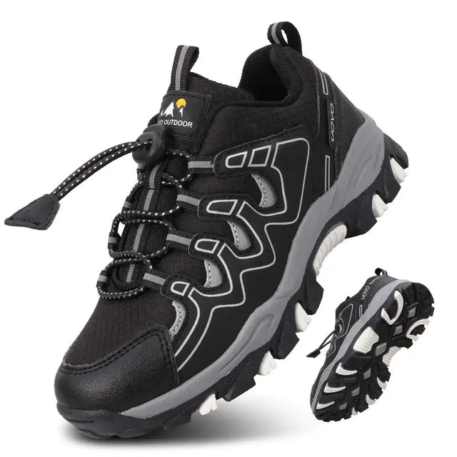 Eggseed Boys Shoes Boys Sneakers Light Weight Outdoor Shoes Non-Slip Boys Water Resistant Hiking Shoes Rubber Children Casual Shoes Breathable FitnessBig Kids Shoes Size 7 Black Silver - Lootquake