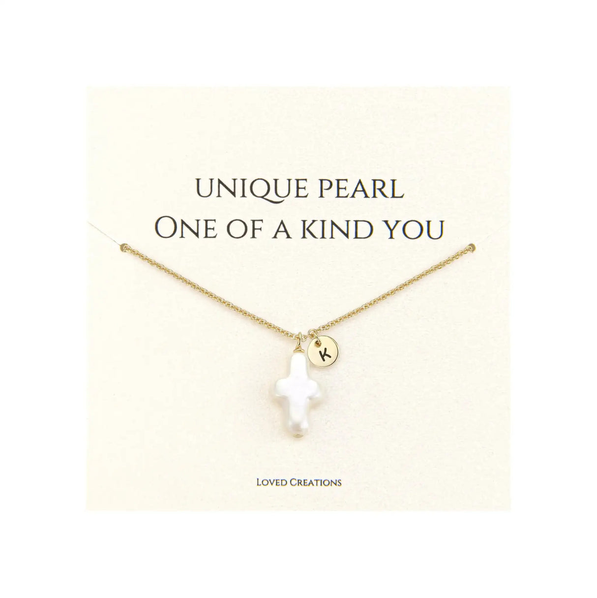 Pearl Cross Necklace for Women Gold Initial K Necklaces 14K Gold Plated Cute Dainty Baroque Pearl Cross Pendant Necklace Jewelry Gift - Lootquake