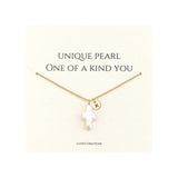 Pearl Cross Necklace for Women Gold Initial K Necklaces 14K Gold Plated Cute Dainty Baroque Pearl Cross Pendant Necklace Jewelry Gift - Lootquake