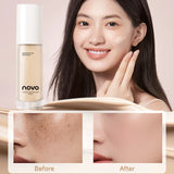 Base líquida con hialuronato, corrector de larga duración, crema BB, nutritiva con vitamina E, resistente al agua, modulable, mejora la uniformidad de la piel.