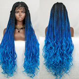 36" Water Wave Braided Wig | Lace Front | Baby Hair | Long Braids