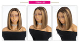 180% Density Dark Root Ginger Ombre Straight Bob Wig | Transparent T-Part Lace Front Human Hair