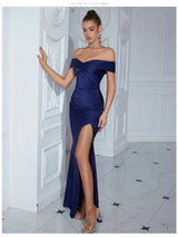 Adyce New Evening Maxi Long Dress For Women Elegant Off Shoulder Strapless Sexy High Split Club Party Celebrity Evening Vestidos - Lootquake