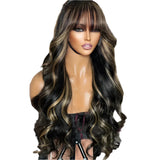 22" Body Wave Wig with Bangs | Full Machine Made Brazilian Virgin Remy Human Hair
