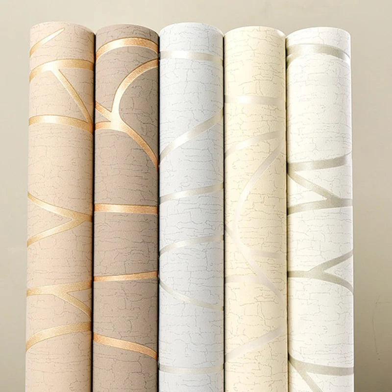 Papier peint décoratif pour chambre à coucher, 53 cm, autocollants muraux épais, rayures courbes, résistant à l'humidité, non tissé, style européen moderne