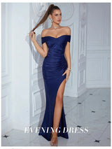 Adyce New Evening Maxi Long Dress For Women Elegant Off Shoulder Strapless Sexy High Split Club Party Celebrity Evening Vestidos - Lootquake