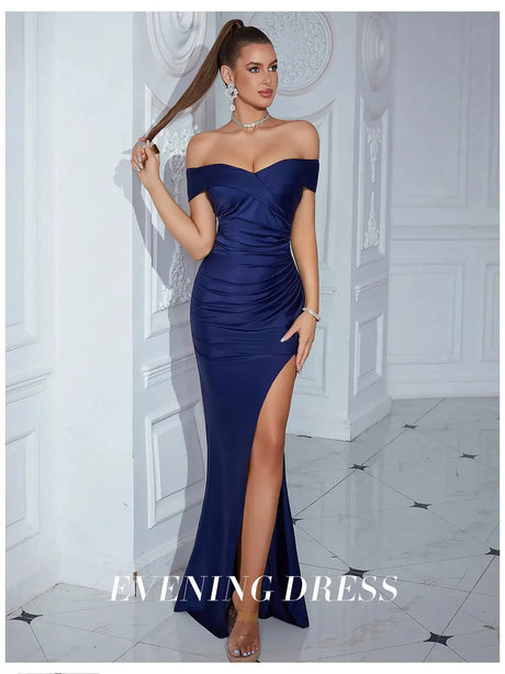 Adyce New Evening Maxi Long Dress For Women Elegant Off Shoulder Strapless Sexy High Split Club Party Celebrity Evening Vestidos - Lootquake