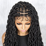 26" Goddess Locs Braided Wig | Lace Front Faux Locs Wig with Baby Hair | Synthetic Dreadlock Braids Wig for Women | Transparent Lace