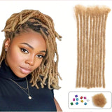 100% Real Human Hair Dreadlock Extensions | 8-14 Inch Colored Remy Locs (20/40/60 Strands, 0.6cm Thickness)
