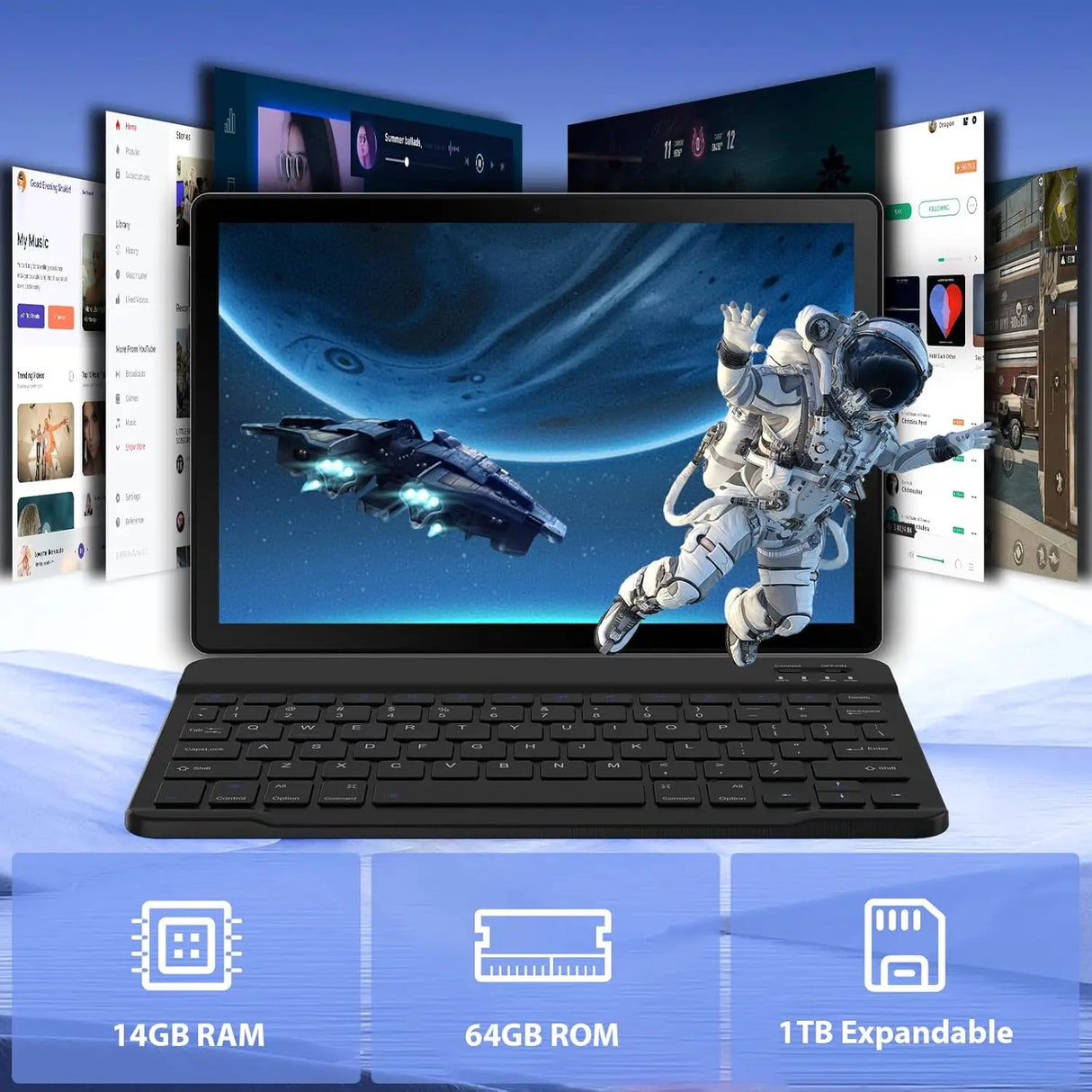 Tableta A7L de 10,1 pulgadas con Android 14, 14 GB de RAM, 64 GB de ROM, procesador de ocho núcleos, HD IPS, WiFi, funda protectora, lápiz, teclado, ratón, auriculares, PC