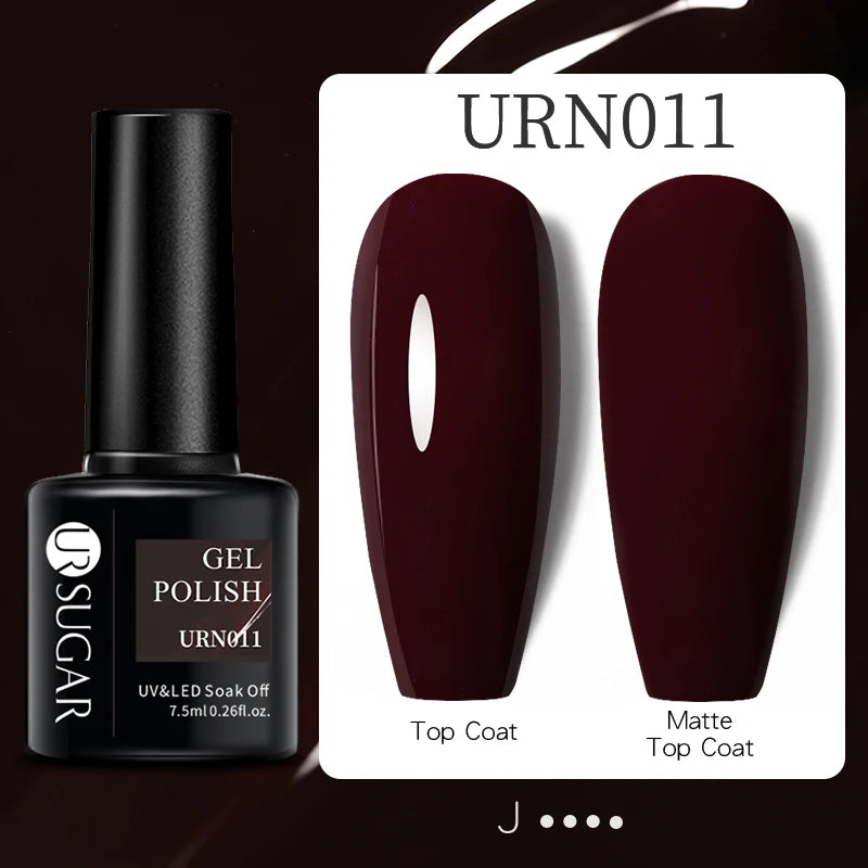 URSUGAR 7.5ml Solid Color Gel Polsih Classic Matte Glossy DIY Nail Art Trendy Reflective Glitter Nail Gel UV LED Soak Off