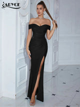 Adyce New Evening Maxi Long Dress For Women Elegant Off Shoulder Strapless Sexy High Split Club Party Celebrity Evening Vestidos - Lootquake