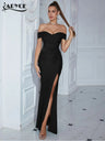 Adyce New Evening Maxi Long Dress For Women Elegant Off Shoulder Strapless Sexy High Split Club Party Celebrity Evening Vestidos - Lootquake