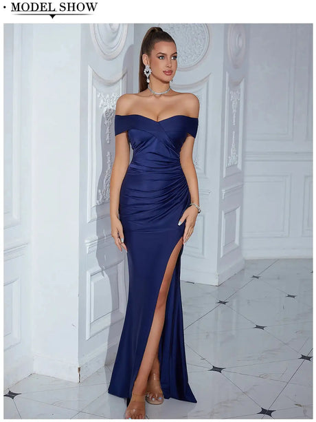 Adyce New Evening Maxi Long Dress For Women Elegant Off Shoulder Strapless Sexy High Split Club Party Celebrity Evening Vestidos - Lootquake