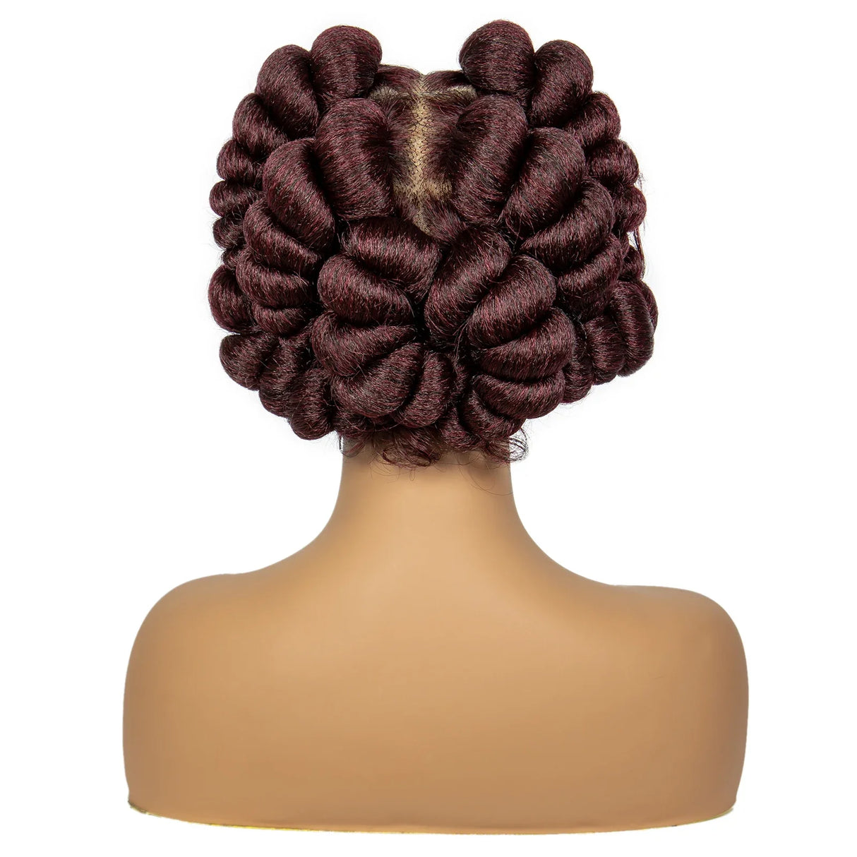 1B/30 Ombre Full Lace Handmade Bantu Braided Wig | Short Synthetic Knotless Braids with Transparent Lace